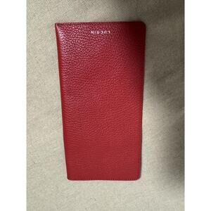 Lucrin Large Eyeglass Case Red Grained Leather Glasses Sleeve Slip Pouch New